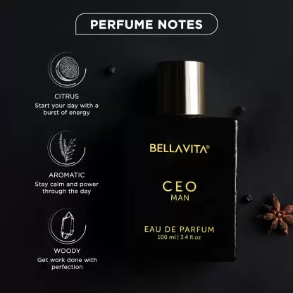 Bellavita CEO MAN Eau De Parfum,Long Lasting Notes of Tonka,Agarwood & Ambergris Perfume - 100 ml  (For Men)